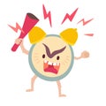Angry alarm clock. Wake up, deadline concept. Alarm clock vector illustration. Alarm clock icon Royalty Free Stock Photo