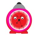 Angry alarm clock on a white background.