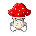 Angry amanita mushroom mascot cartoon