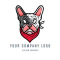 angry animal french buldog minimalist logo