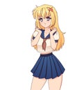 Angry anime manga girl with blonde hair