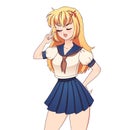 Angry anime manga girl with blonde hair