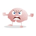 Angry and annoyed brain mascot isolated