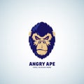 Angry Ape Abstract Vector Sign, Emblem or Logo Template. Monkey Face Symbol. Gorilla Head Silhouette. Good as a Sport Royalty Free Stock Photo