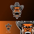 Angry ape gorilla sport esport logo template design with beard and hat Royalty Free Stock Photo