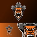 Angry ape gorilla sport esport logo template design with beard and hat