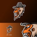 Angry ape gorilla sport esport logo template design with beard and hat game