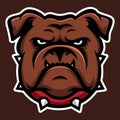 Bulldog red Annimal head logo mascot icon vector