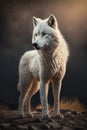 Angry Arctic Wolf Growling with Golden Eyes and Fluffy Fur