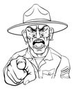 Angry Army Bootcamp Drill Sergeant Cartoon