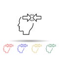Angry, arrows, head multi color style icon. Simple thin line, outline vector of creative thinking icons for ui and ux, website or