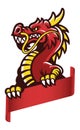 Angry asian dragon grip the blank banner Royalty Free Stock Photo