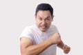 Angry Asian Man Expression Ready to Fight Royalty Free Stock Photo