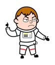 Angry Astronaut Cartoon with one hand raised