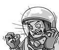 Angry astronaut landing down comics style fly