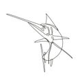 Angry Atlantic Blue Marlin Jumping Up Continuous Line Drawing Royalty Free Stock Photo