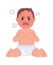 Angry baby boy with red face semi flat color vector character Royalty Free Stock Photo