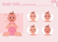 Angry baby girl semi flat color character emotions set Royalty Free Stock Photo