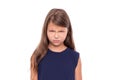 Angry baby girl on white background. Royalty Free Stock Photo