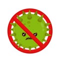 Angry bacterium in prohibition sign. Evil Royalty Free Stock Photo