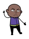Angry Bald Black Man Cartoon with one hand raised