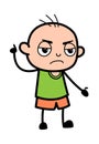 Angry Bald Boy Cartoon with one hand raised