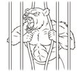 Angry bear in cage