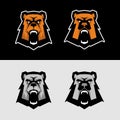 Angry bear head and letter W sports logo