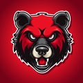 Angry Bear Head Mascot Logo in red palette. Vector Illustration Design Concept. Royalty Free Stock Photo