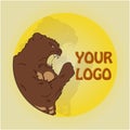 Angry bear illustration flat logo design Royalty Free Stock Photo