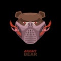 Angry bear in mask. A ferocious wild animal