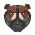 Angry bear in protective mask. Aggressive Grizzly head. Wild animal muzzle isolated. Forest predator