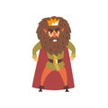 Angry bearded king character cartoon vector Illustration on a white background