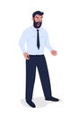 Angry bearded man in suit semi flat color vector character