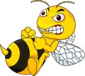 Angry bee cartoon Royalty Free Stock Photo
