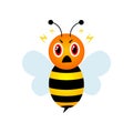 Angry bee mascot character. Vector flying bee isolated on white Royalty Free Stock Photo