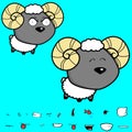 Angry big head baby ram cartoon expressions collection set Royalty Free Stock Photo