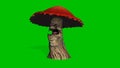 Angry big red mushroom appears and dies - green screen