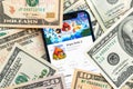 Angry Birds 2 mobile game app. Money background. Concept, company making money with popular mobile phone games Royalty Free Stock Photo