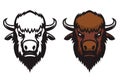 Angry bison head. American buffalo Mascot Head. Design element for logo, label