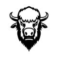 Angry bison head. American buffalo Mascot Head. Design element for logo, label, sign
