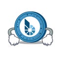 Angry BitShares coin mascot cartoon