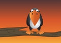 Vector Art of Angry Crow on Branch Against Orange Sky Royalty Free Stock Photo