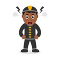 Angry Black Fireman Cartoon Character