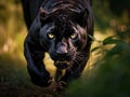 Angry Black Jaguar Stalking Forward Royalty Free Stock Photo