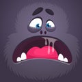 Angry black monster face scared of something. Cartoon vector illustration. Halloween design. Royalty Free Stock Photo