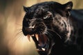 Angry black panther in the jungle filmy photography
