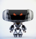 Angry black robot toy, 3d rendering