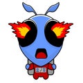 Angry blue alien mascot