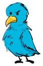 Angry blue bird, illustration, vector Royalty Free Stock Photo